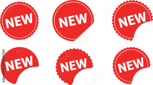 New red sticker set for promotion and advertising