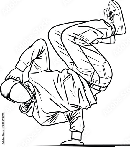 Breakdance Performer Doing Handstand Freeze