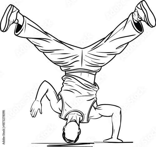 Breakdance Dancer Performing Headstand Freeze