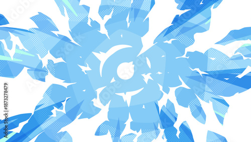 白い雷と青い集中線の背景イラスト_16:9