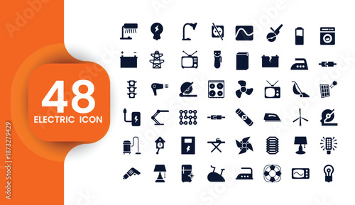 48 Electric Appliance and Energy Icons Collection