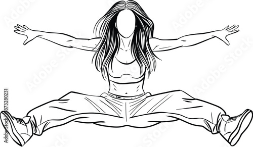 Hip Hop Dance Split Jump Drawing