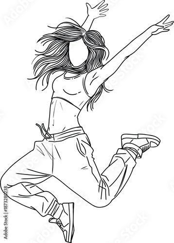 Hip Hop Dance Jumping Pose Drawing
