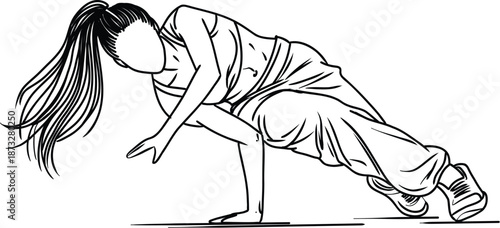 Hip Hop Dance Floor Pose Drawing