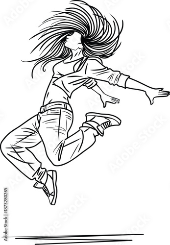 Hip Hop Dance Jumping Pose Drawing