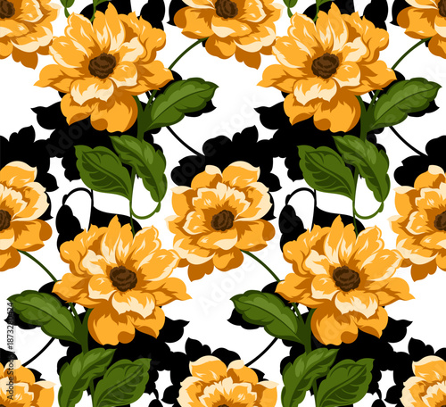 Seamless flowers pattern. Hand draw abstract floral pattern.