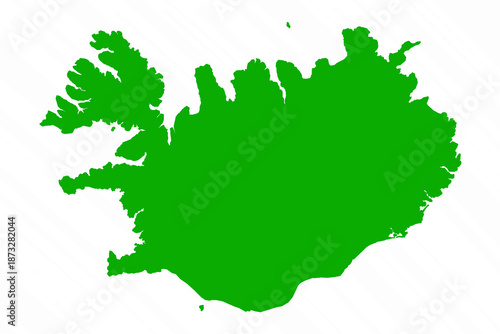 Green Vector Map of Iceland Country