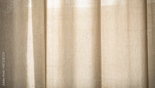 Soft Fabric Curtains Allow Sunlight to Enter a Bright Room in the Afternoon