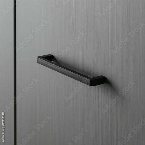 Modern Cabinet Handle Design on a Gray Surface in a Home Setting During Daytime
