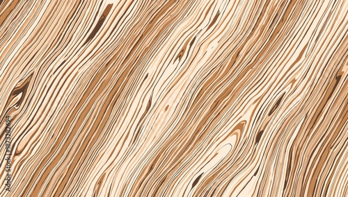 Wood Pattern With Wavy Lines in Light Brown and Cream Shades Located in an Ar...
