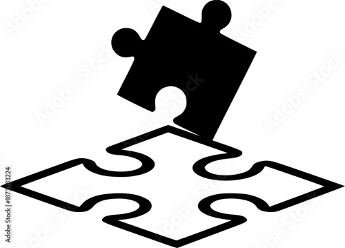 puzzle piece fitting icon vector illustration
