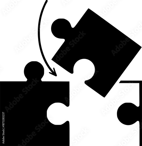 puzzle piece fitting icon vector illustration
