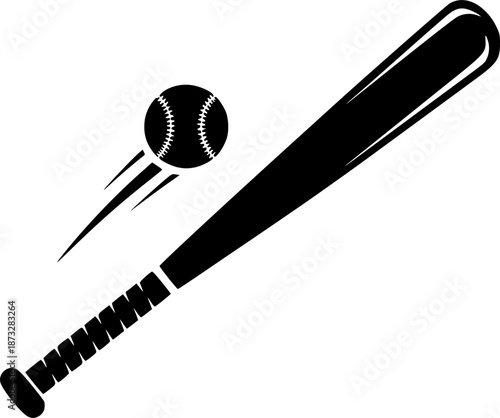 baseball bat and ball logo silhouette icon vector illustration
