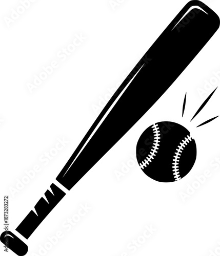 baseball bat and ball logo silhouette icon vector illustration
