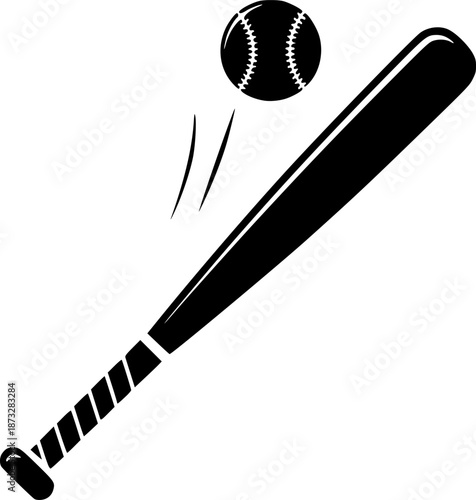 baseball bat and ball logo silhouette icon vector illustration
