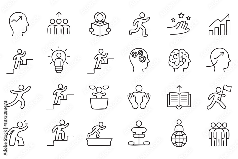 Naklejka premium Growth and Success UI Icons for Education and Development Apps