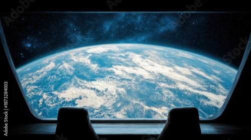 View of Earth from a spacecraft with dark space in the background