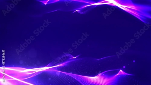 Blue particles abstract background with shining golden floor particle stars dust. Futuristic glittering fly movement flickering loop