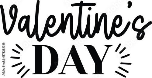 Happy Valentine’s Day typography text on plain white transparent isolated background for card, shirt, hoodie, sweatshirt, apparel, tag, mug, icon, poster or badge