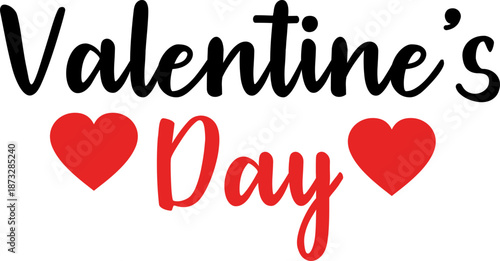 Happy Valentine’s Day typography text on plain white transparent isolated background for card, shirt, hoodie, sweatshirt, apparel, tag, mug, icon, poster or badge