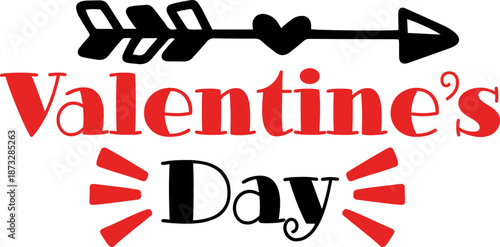 Happy Valentine’s Day typography text on plain white transparent isolated background for card, shirt, hoodie, sweatshirt, apparel, tag, mug, icon, poster or badge