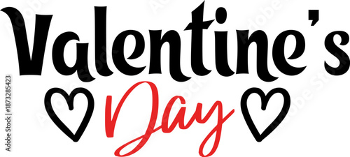 Happy Valentine’s Day typography text on plain white transparent isolated background for card, shirt, hoodie, sweatshirt, apparel, tag, mug, icon, poster or badge