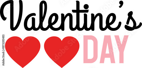 Happy Valentine’s Day typography text on plain white transparent isolated background for card, shirt, hoodie, sweatshirt, apparel, tag, mug, icon, poster or badge