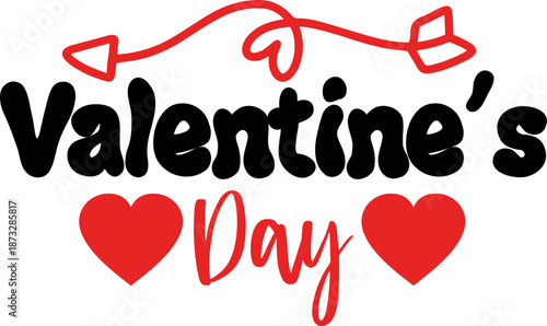 Happy Valentine’s Day typography text on plain white transparent isolated background for card, shirt, hoodie, sweatshirt, apparel, tag, mug, icon, poster or badge