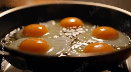 fried eggs in a frying pan