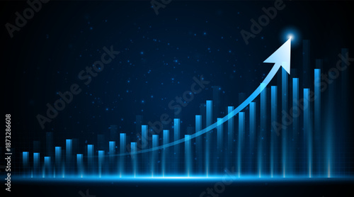 Future digital business growth chart. Profitable investment idea. Arrows increase the future growth of the company.