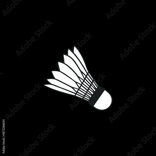 badminton shuttlecock on black background, badminton shuttlecock isolated on black, badminton racket and shuttlecock