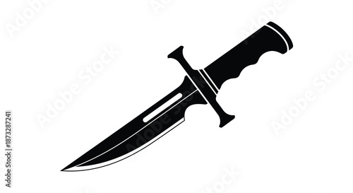 A stark black blade with a crossguard a distinctly defined weapon design silhouette