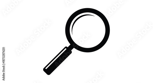 A black silhouette of a magnifying glass a tool for detailed investigation and observation silhouette