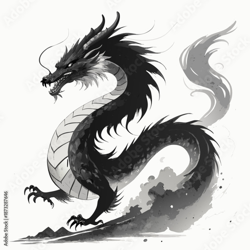 black and white dragon