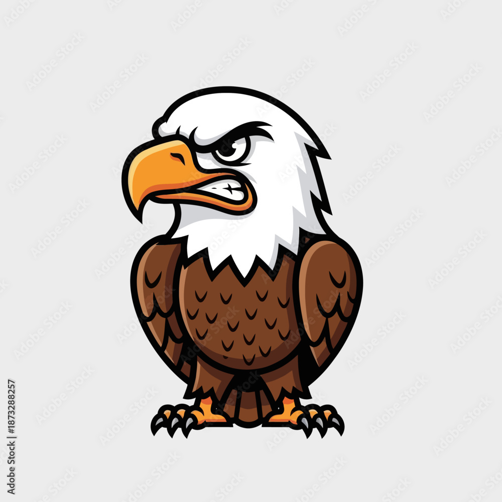 Fototapeta premium Cute eagle bird cartoon vector icon illustration. Animal nature icon concept isolated premium vector