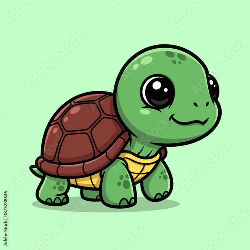 Wallpaper Mural Cute turtle walking cartoon vector icon illustration animal nature icon isolated flat vector Torontodigital.ca