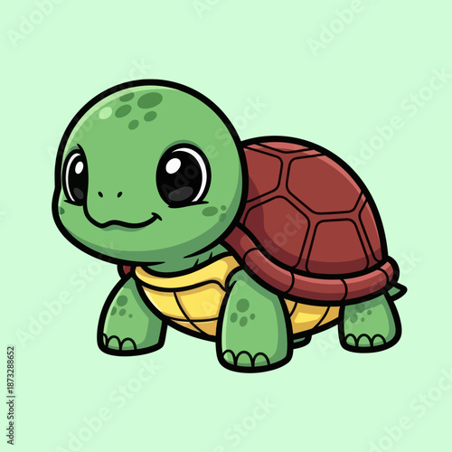 Wallpaper Mural Cute turtle walking cartoon vector icon illustration animal nature icon isolated flat vector Torontodigital.ca