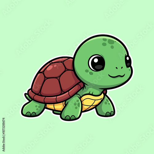 Wallpaper Mural Cute turtle walking cartoon vector icon illustration animal nature icon isolated flat vector Torontodigital.ca