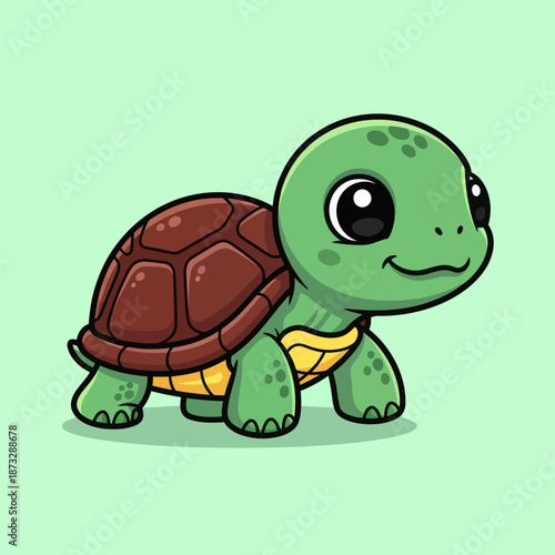 Wallpaper Mural Cute turtle walking cartoon vector icon illustration animal nature icon isolated flat vector Torontodigital.ca