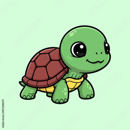 Wallpaper Mural Cute turtle walking cartoon vector icon illustration animal nature icon isolated flat vector Torontodigital.ca