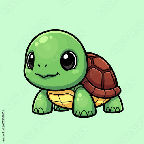 Wallpaper Mural Cute turtle walking cartoon vector icon illustration animal nature icon isolated flat vector Torontodigital.ca