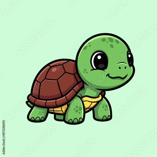 Wallpaper Mural Cute turtle walking cartoon vector icon illustration animal nature icon isolated flat vector Torontodigital.ca