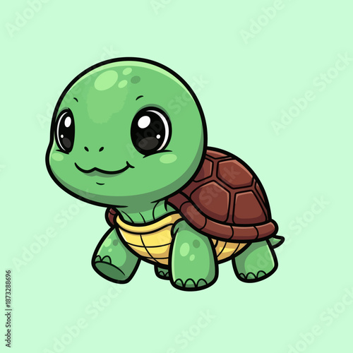 Wallpaper Mural Cute turtle walking cartoon vector icon illustration animal nature icon isolated flat vector Torontodigital.ca