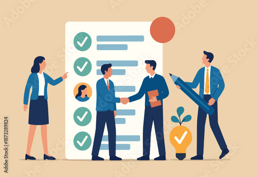 Task management, project resource planning, checklist or completion tracking, efficiency or schedule, agenda or development concept, business people team manage task by assign person to finish tasks.