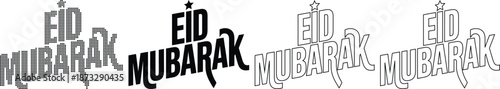Eid Mubarak Greetings in Various Stylized Fonts Design