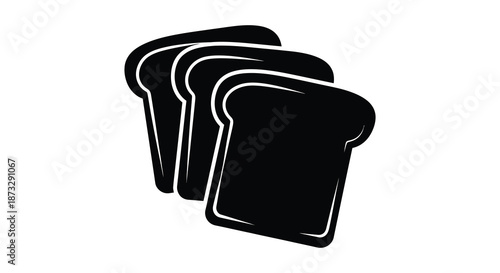 A striking visual representation of stacked bread slices in a bold black silhouette