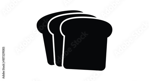 A striking depiction of three slices of bread presented in a bold black silhouette