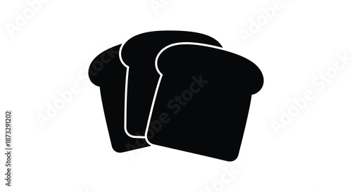 A striking depiction of stacked bread slices rendered as a bold black silhouette