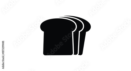 A simple black and white graphic representation of three slices of bread as a silhouette