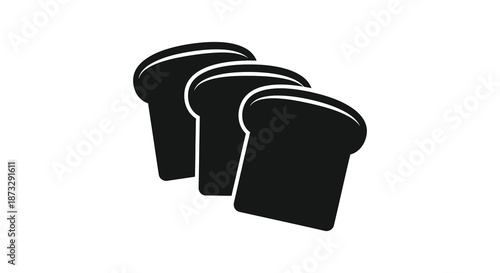 A simple depiction of sliced bread in a dark bold graphic style silhouette